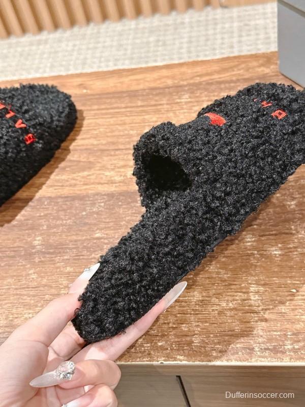 Balenciaga Paris World Limited Edition Series Embroidered Platform Shearling Slippers - AS00200