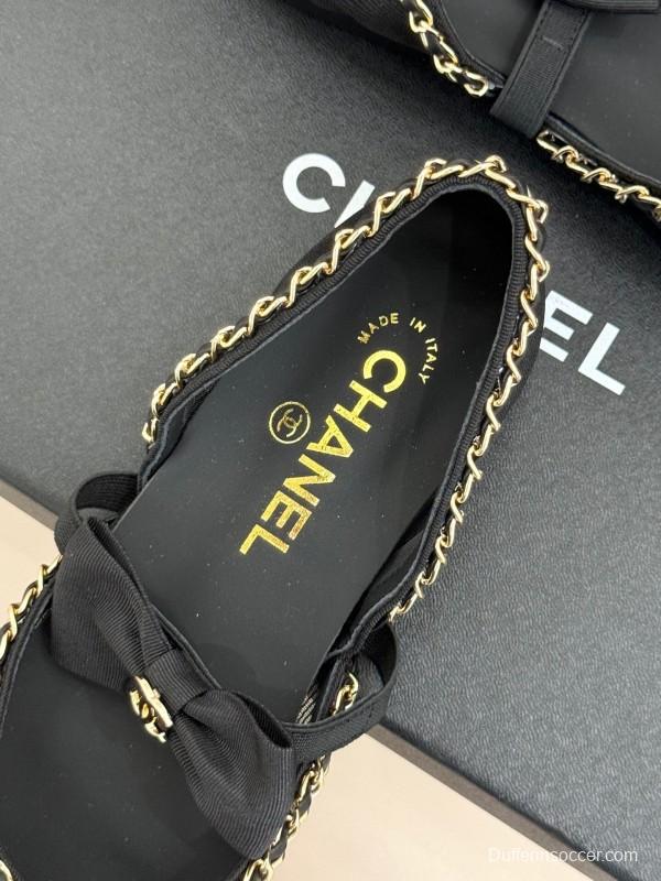 Chanel Spring Summer 2025 Hollow Chain Bow Mary Jane Shoes - KFY00290/KFY00300