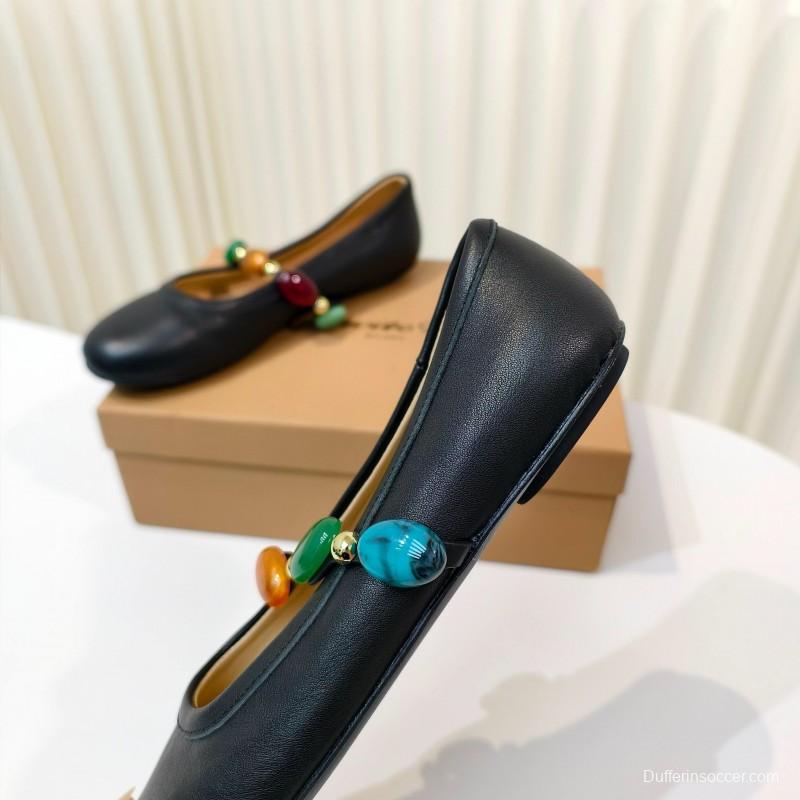 Gianvito Rossi Bohemian Style Turquoise Flat Ballet Shoes - LY00320