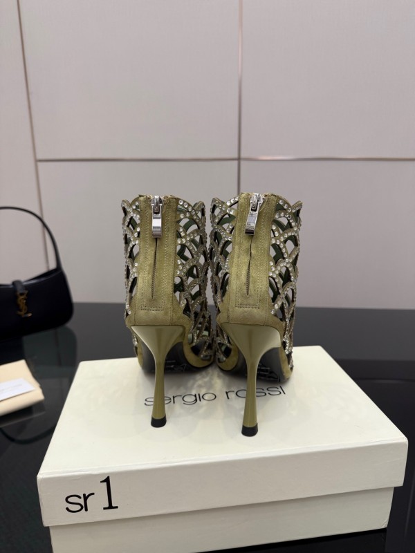 Sergio Rossi Mermaid Sandals 2025 SS Collection Elegant Fishnet High Heels - KFY00470