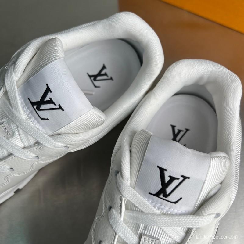 Lv Classic Leather Round Toe Lace-Up Low Top Casual Shoes - YC