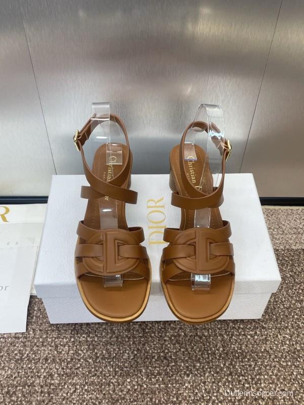 Dior D-Club Jelly Color Hollow Layered Cross Strap Mid Heel Women Shoes - KFY00290