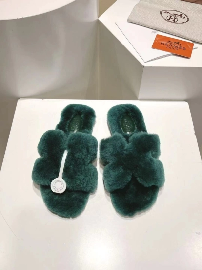 H Home Love Drag Autumn Winter Flat Wool Slippers - 2025SS