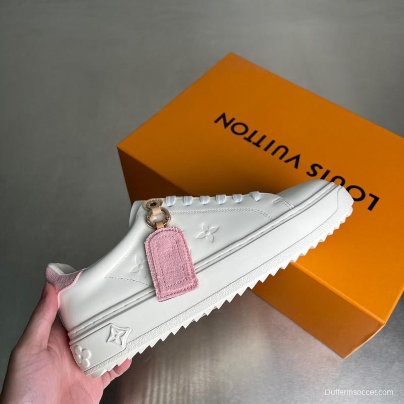 Louis Vuitton Takashi Murakami Time Out Cherry Blossom Leather Flat Low-Top Sneakers - YC