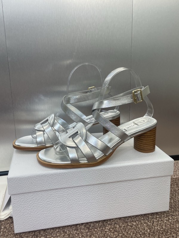 Dior D-Club Jelly Color Hollow Layered Cross Strap Mid Heel Women Shoes - KFY00290