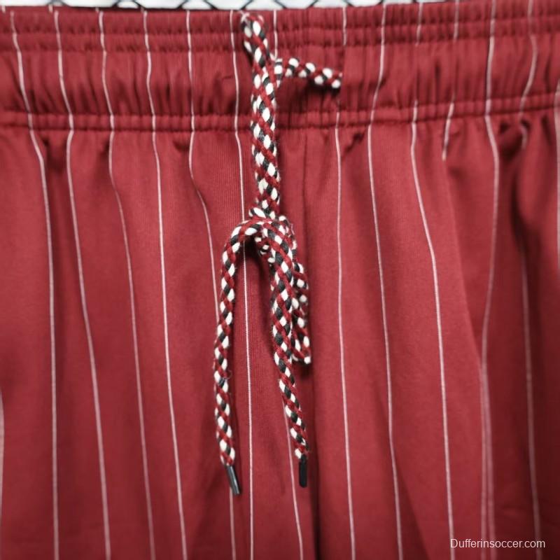 Player Version 25/26 Ajax Burgundy Red with White Side Stripes and Pinstripes Shorts