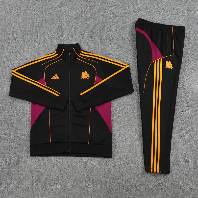 25/26 Roma Black Full Zipper Jacket+Long Pants
