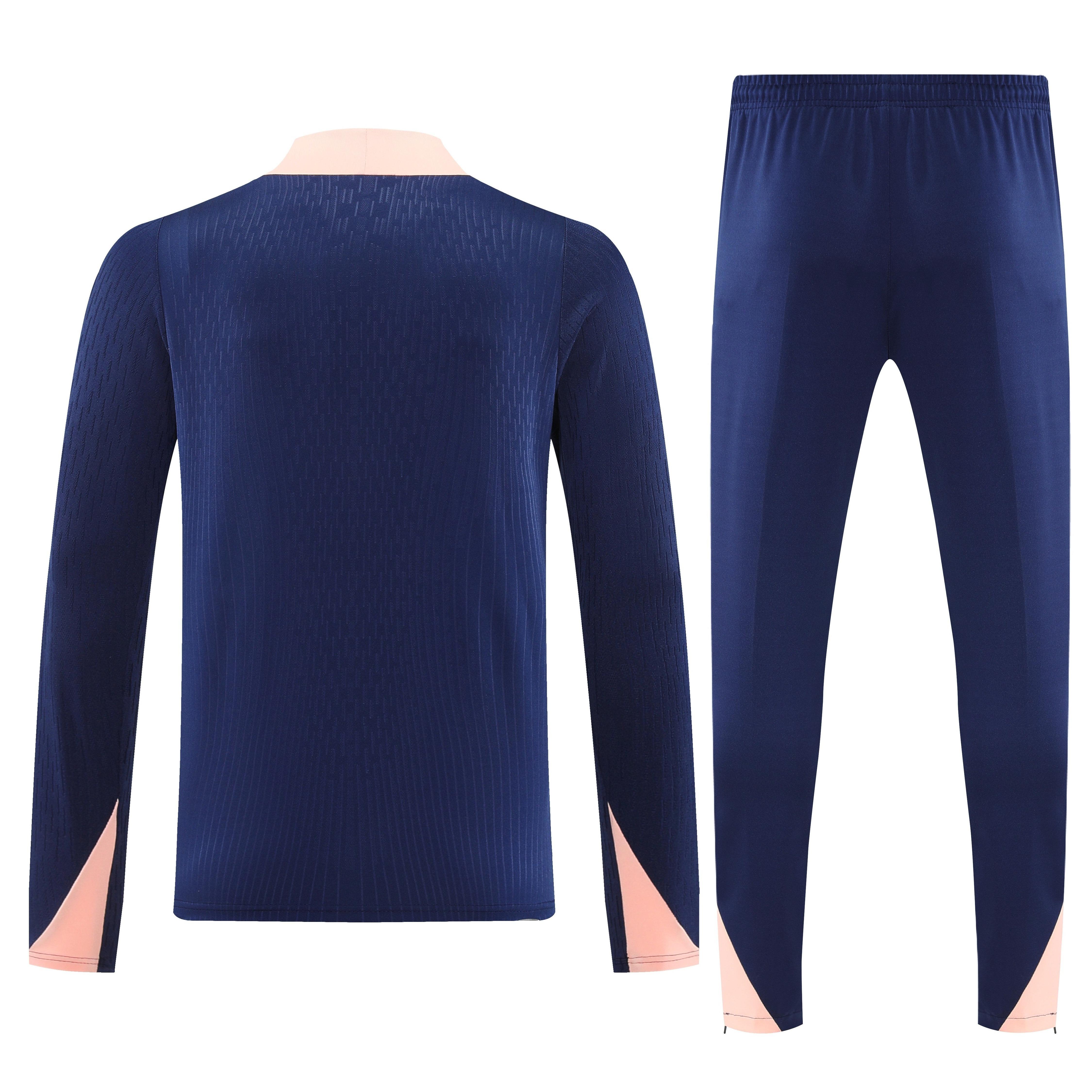 Player Version 2026 France Navy/Pink Half Zipper Jacket Tracksuit +Long Pants