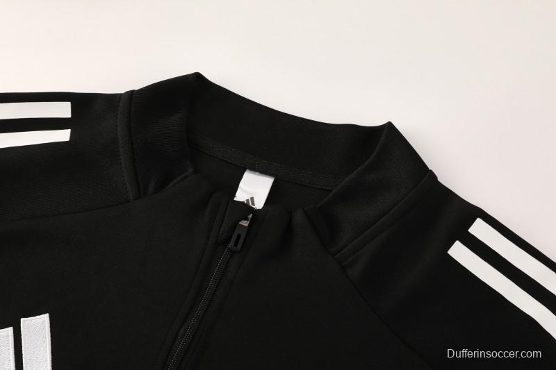 25/26  Adidas Black Full zipper Jacket Tracksuit+ long pants
