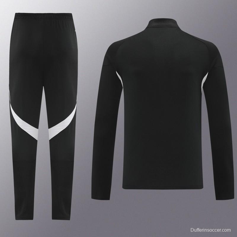 25/26  Adidas Black Full zipper Jacket Tracksuit+ long pants