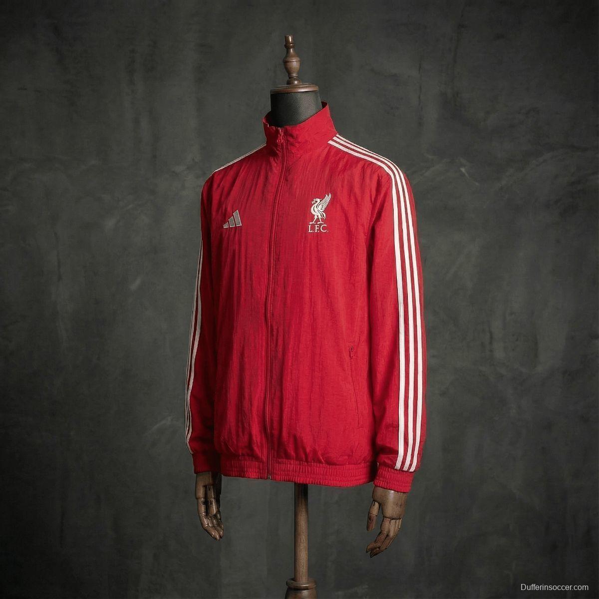 2026 Liverpool Red And White Reversible Full Zipper Jacket