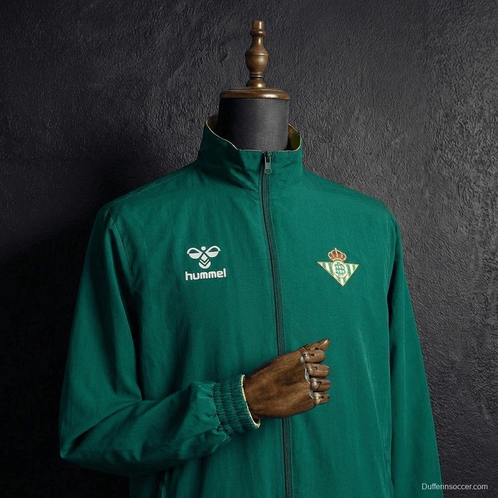 2026 Real Betis Green And Yellow  Reversible Full Zipper Jacket
