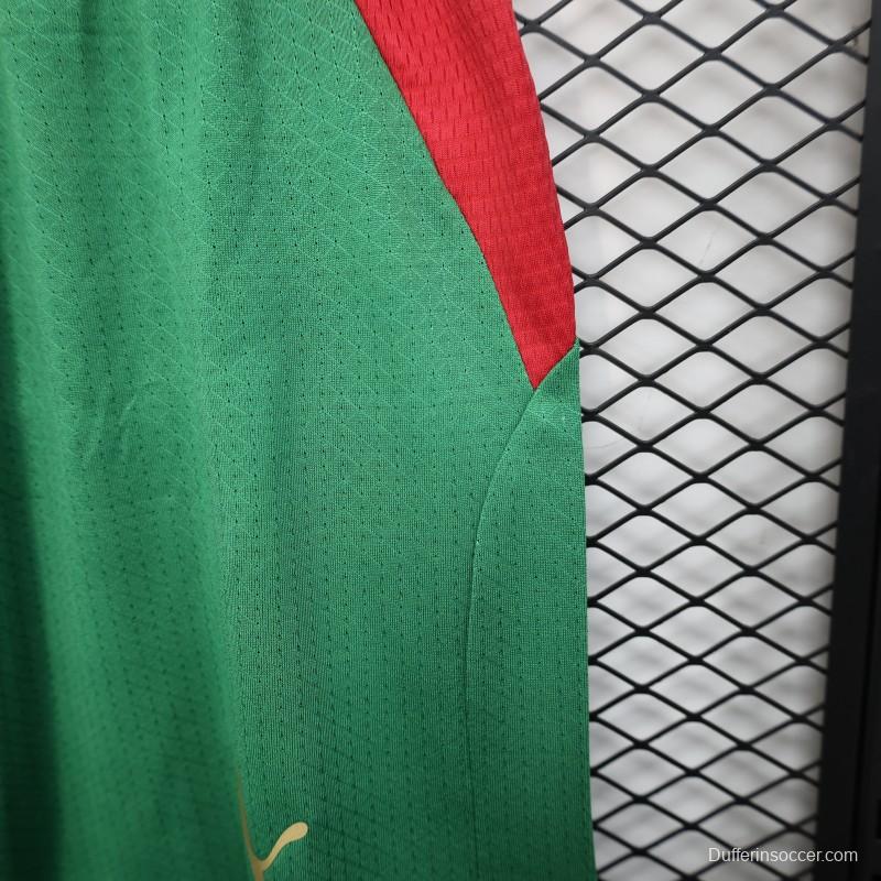 2026 Player Version Morocco Green with Red Side Panels Shorts