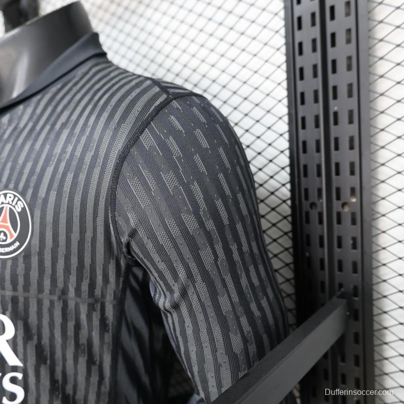 Player Version PSG 25/26 Paris Saint-Germain Black with Grey  Long Sleeve Jersey