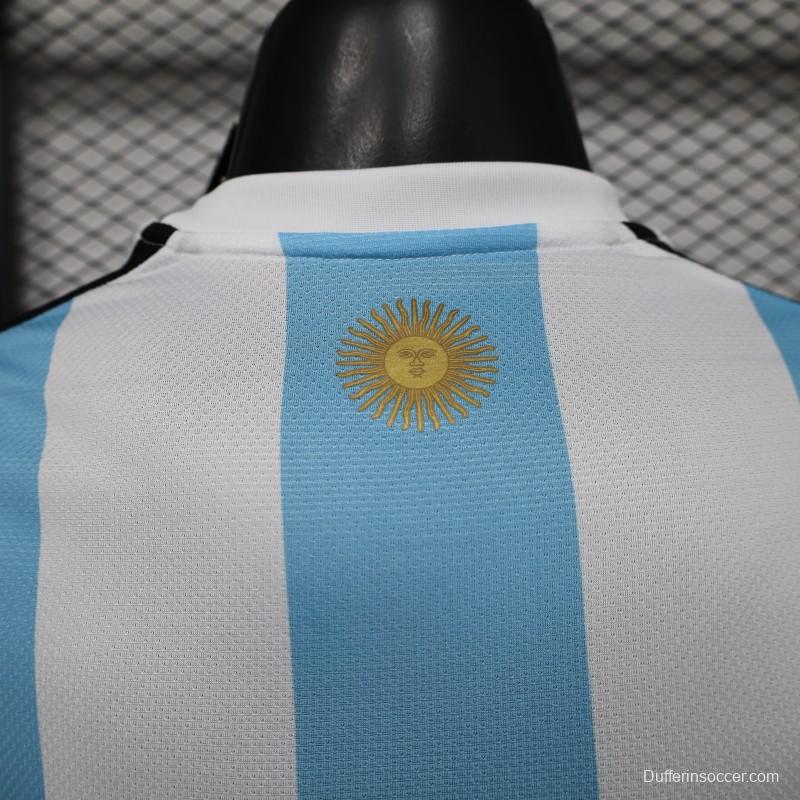 Player Version 2027 Argentina Home White & Light Blue Stripes with FIFA World Cup Champion Badge Jersey