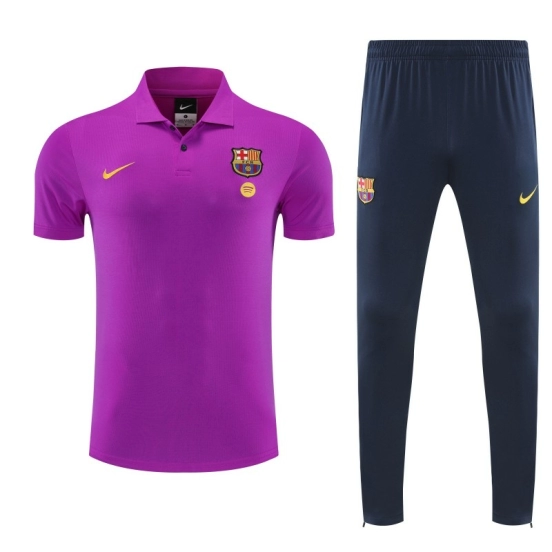 26/27 Barcelona  Purple  Polo Training Shirt + Navy Blue Long Pants Tracksuit