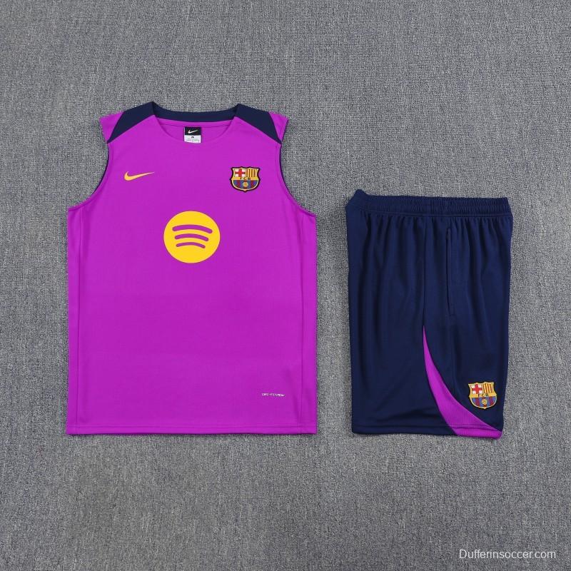 26/27 Barcelona Purple & Navy Blue Sleeveless Training Vest + Shorts