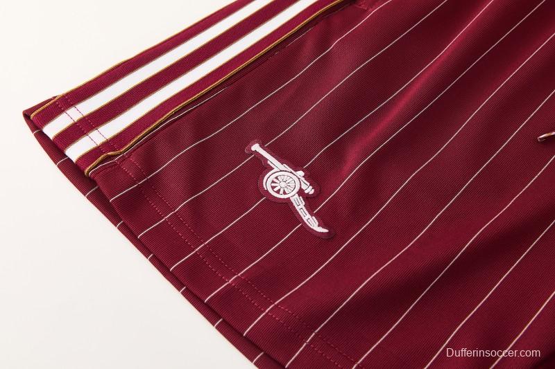 26/27  Arsenal  Maroon Pinstripe Short Sleeve+Soccer Shorts