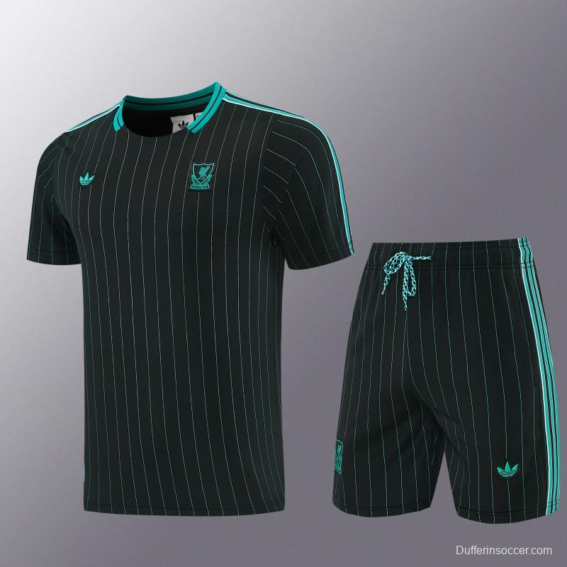 26/27  Liverpool  Black Short Sleeve+Soccer Shorts