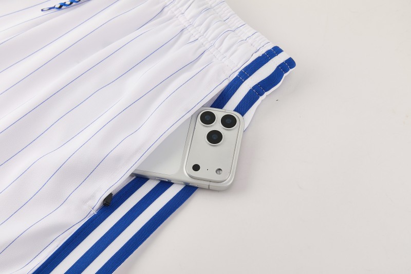 26/27 Chelsea FC  Blue  Stripes Short Sleeve+ White Soccer Shorts