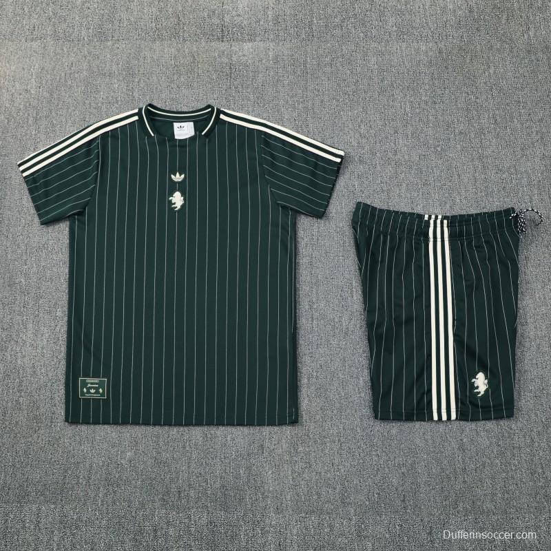 26/27 Juventus Navy Green Short Sleeve+Soccer Shorts