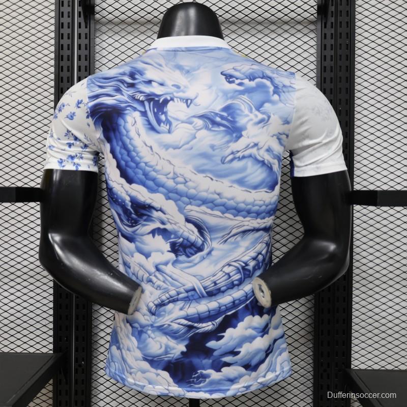 Player Version 2026 Japan Adidas Special Edition "Samurai Blue Dragon" Full Sublimation White Jersey