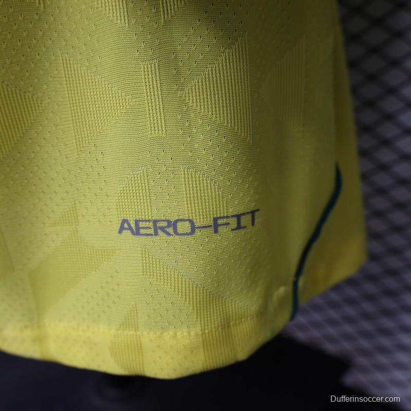 Player Version 2026 Brazil  Yellow with Geometric Pattern Home Long Sleeve Jersey