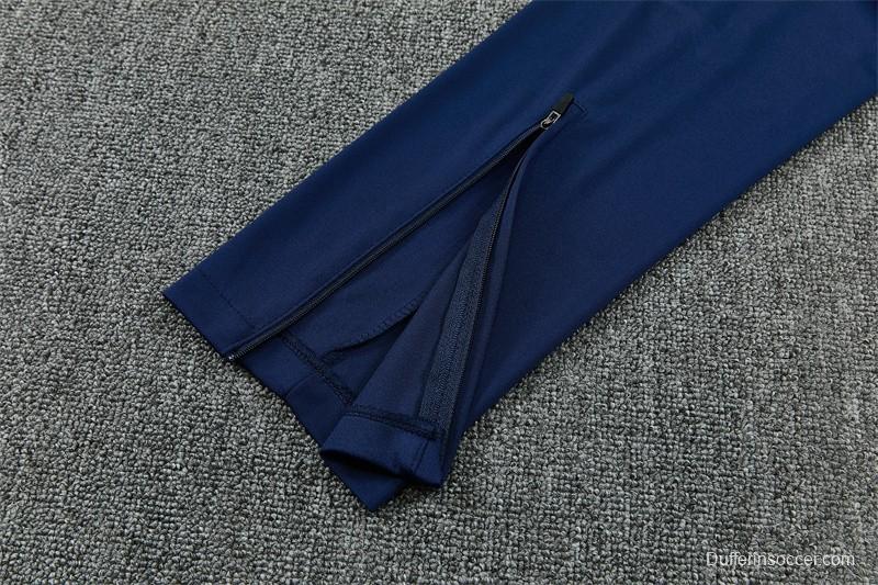 2026 England Grey Half Zipper Jacket Tracksuit + Navy  Blue Long Pants (Nike)