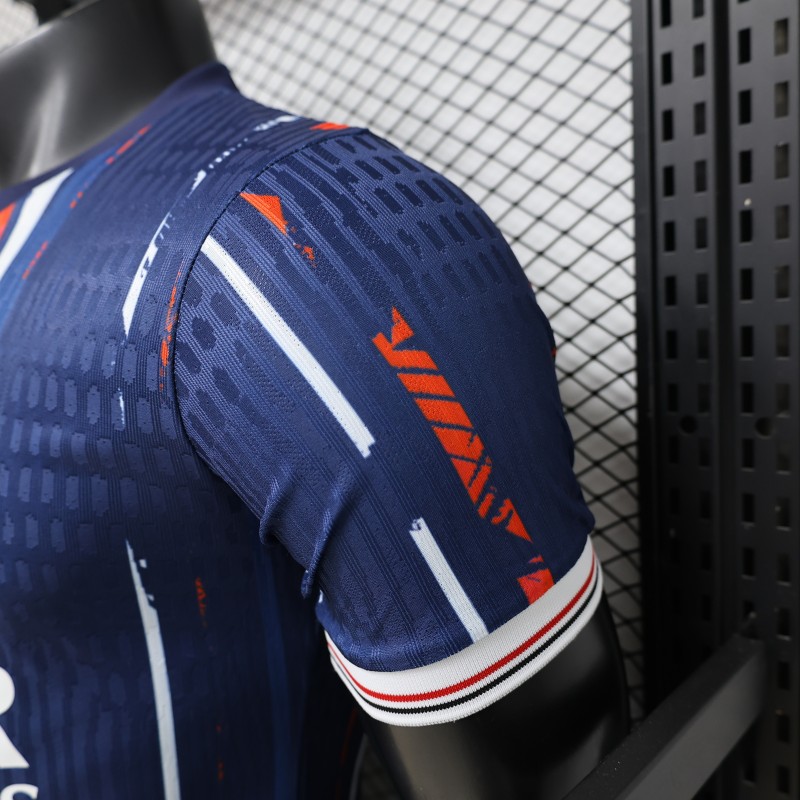 Player Version 25/26 Paris Saint-Germain Navy Blue with Orange Brushstroke Home Jersey