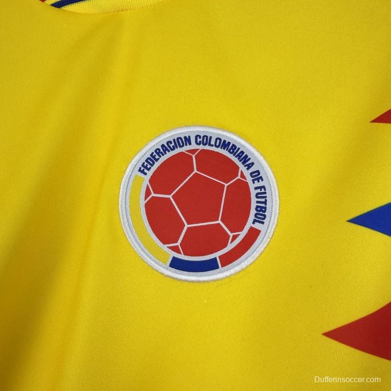 1990 Retro Colombia Home Long Sleeve Jersey