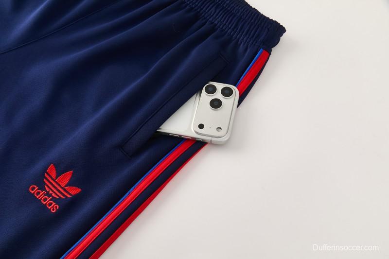 2026/27 Adidas Originals Red  Full Zipper Jacket Tracksuit + Navy Blue Long Pants