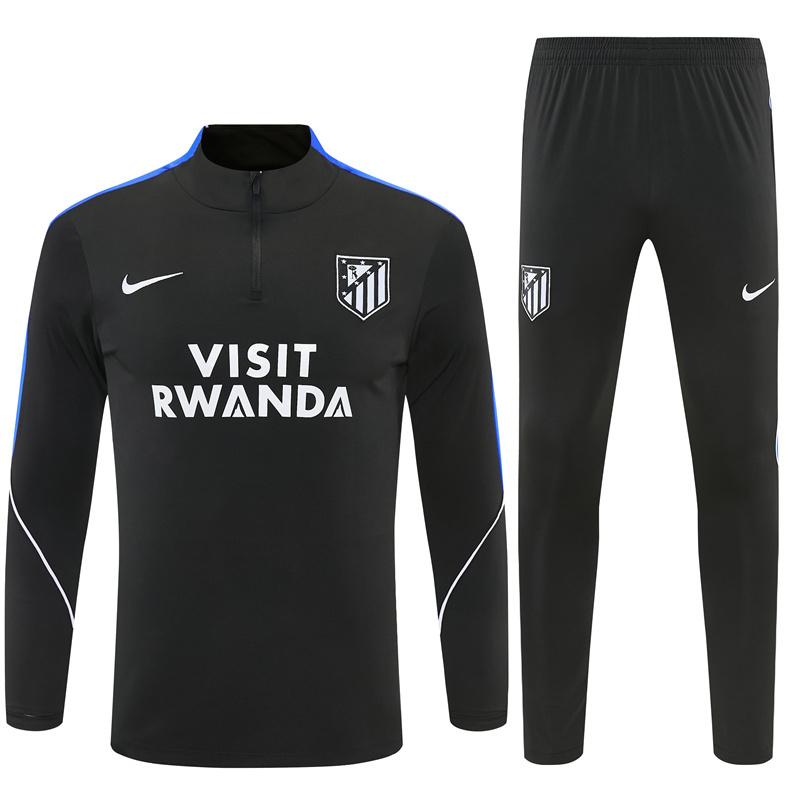 2026 Atletico Madrid Black Half Zipper Jacket Tracksuit + Long Pants