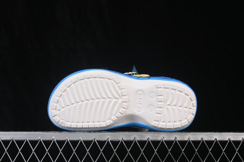 Crocs Smurfs Platform Clog Round-Toe Thick-Sole Clogs - White Blue Yellow