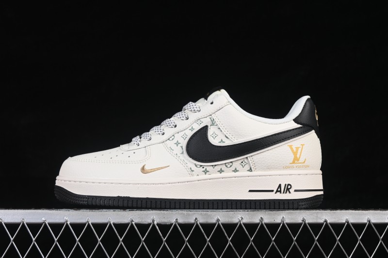 Nike Air Force 1 '07 Low LV Collaboration Black White Gold Casual Sneakers - XX3168-158