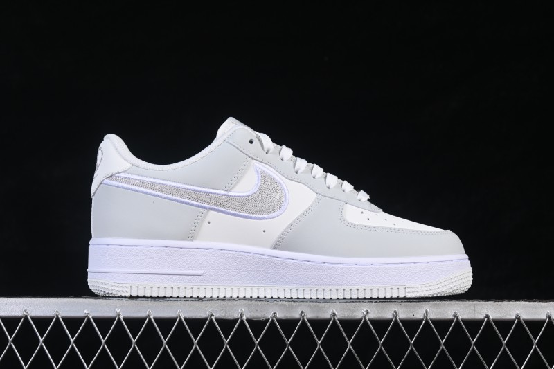 Nike Air Force 1 '07 Low White Grey Embroidery Casual Skateboard Shoes - IB6842-100