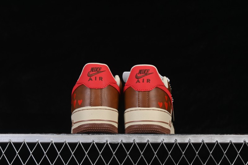 Nike Air Force 1 '07 Low Valentine's Day Limited Edition Brown Red Heart Print Low-Top Casual Skateboard Shoes - NH0601-538