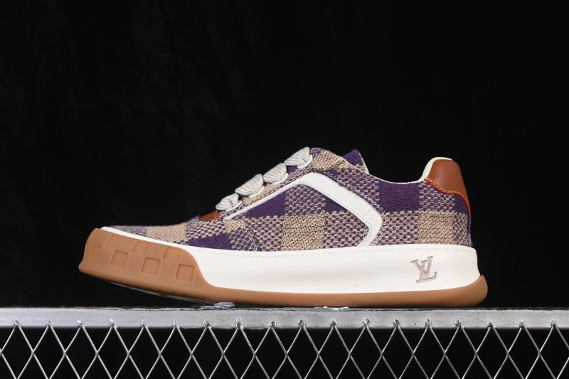 Louis Vuitton Tilted Sneakers Classic 2026SS Low-Top Casual Shoes in Smooth Calfskin Leather with Side LV Lettering - Light Purple