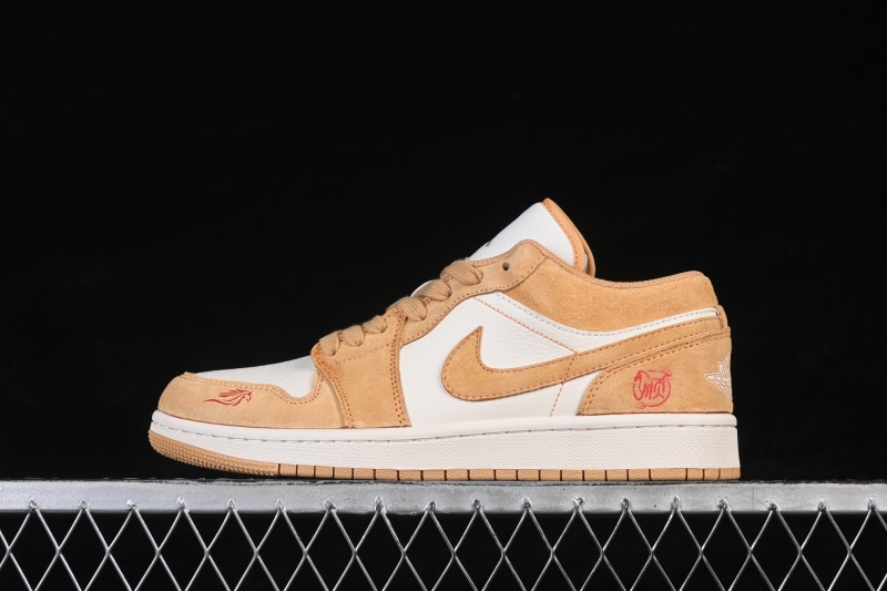 Nike Air Jordan 1 Low Retro Basketball Shoes with Premium Brown Suede and Year of the Horse Limited Edition Design - DX6259-600