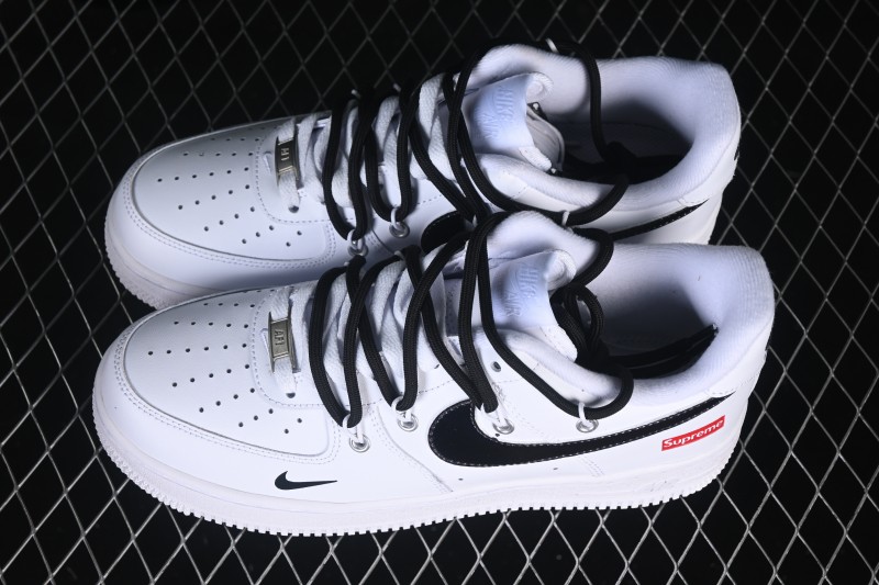 Nike Air Force 1 '07 Low Classic Casual Sneakers with Contrast Swoosh and Box Logo Heel - UP1668-595