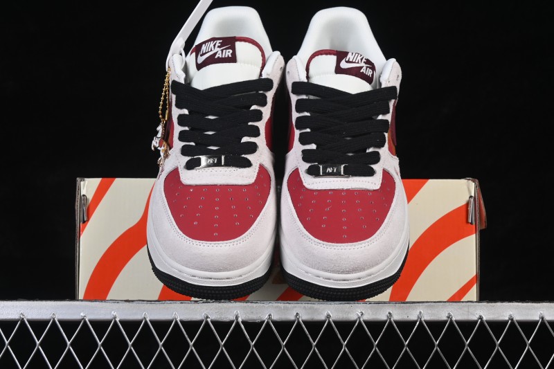 Nike Air Force 1 '07 Low Red and White Contrast Color Blocking Casual Sneakers - JP2026-138