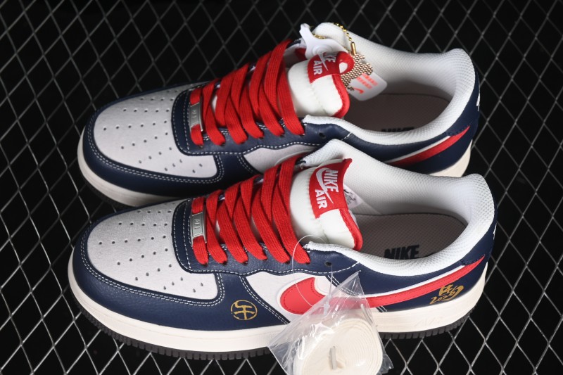 Nike Air Force 1 '07 Low Chinese New Year Edition Navy Red White Retro Basketball Sneakers - HT5088-617