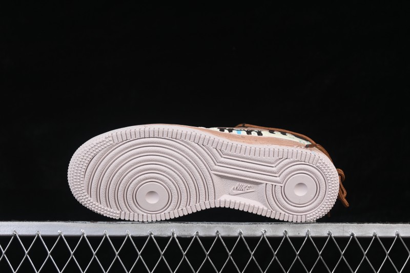 Nike Air Force 1 '07 Low Hand-Drawn Doodle Sneakers with Mint Lime Accents - DZ1382-121