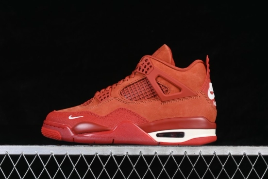 Nike Nigel Sylvester x Air Jordan 4 OG Brick By Brick Red Suede Sneakers - HF4340-800