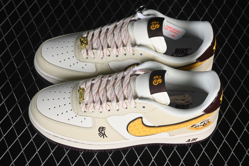 Nike Air Force 1 '07 Low Year of the Horse Limited Edition Beige Gold Thread Casual Skateboarding Shoes - NH0601-504