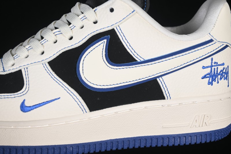 Nike Air Force 1 '07 Low Basketball Shoes with White-Black-Royal Blue Colorway - DN1688-811