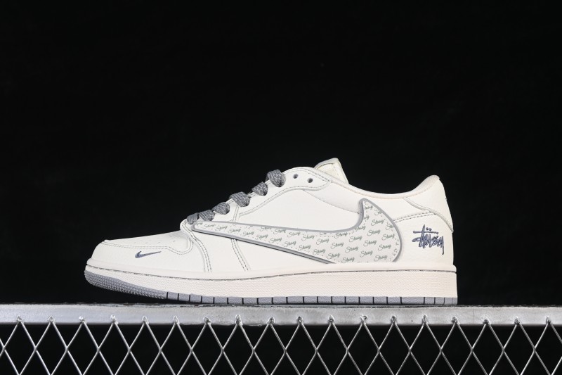 Nike Travis Scott x Fragment Design x Air Jordan 1 Low OG SP Skateboarding Shoes with Reverse Swoosh - HH7518-085