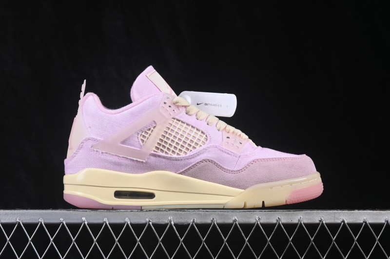 Nike Air Jordan 4 Retro 'Iced Carmine' Denim Basketball Shoes with Soft Pink Upper - IB6716-600