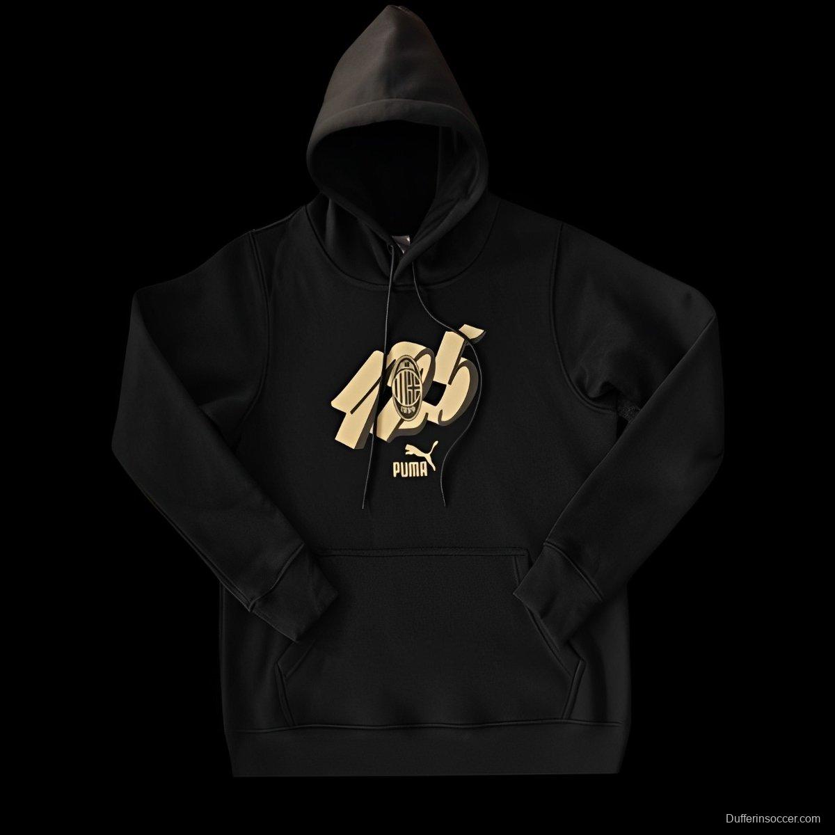 24/25 AC Milan 125Th Navy/Red/Black/Beige Hoodie WIth Black Badge