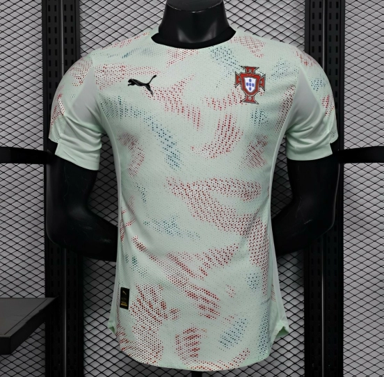 Player Version 2025 Portugal Away Mint Green Jersey with Graphic Pattern