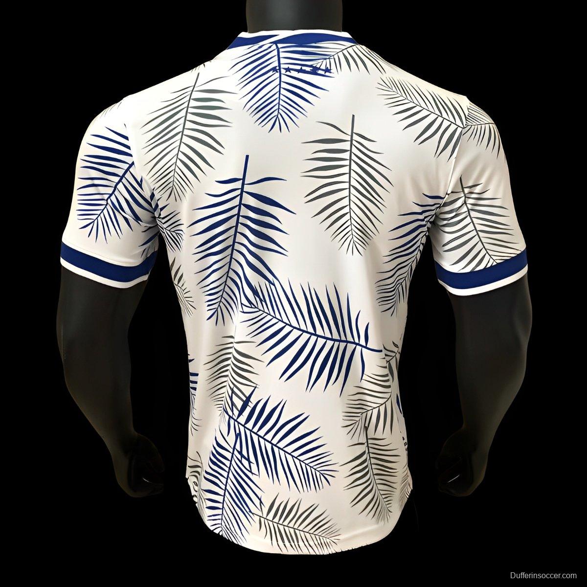 Player Version 2025 Brazil White with Palm Leaf Pattern Jersey